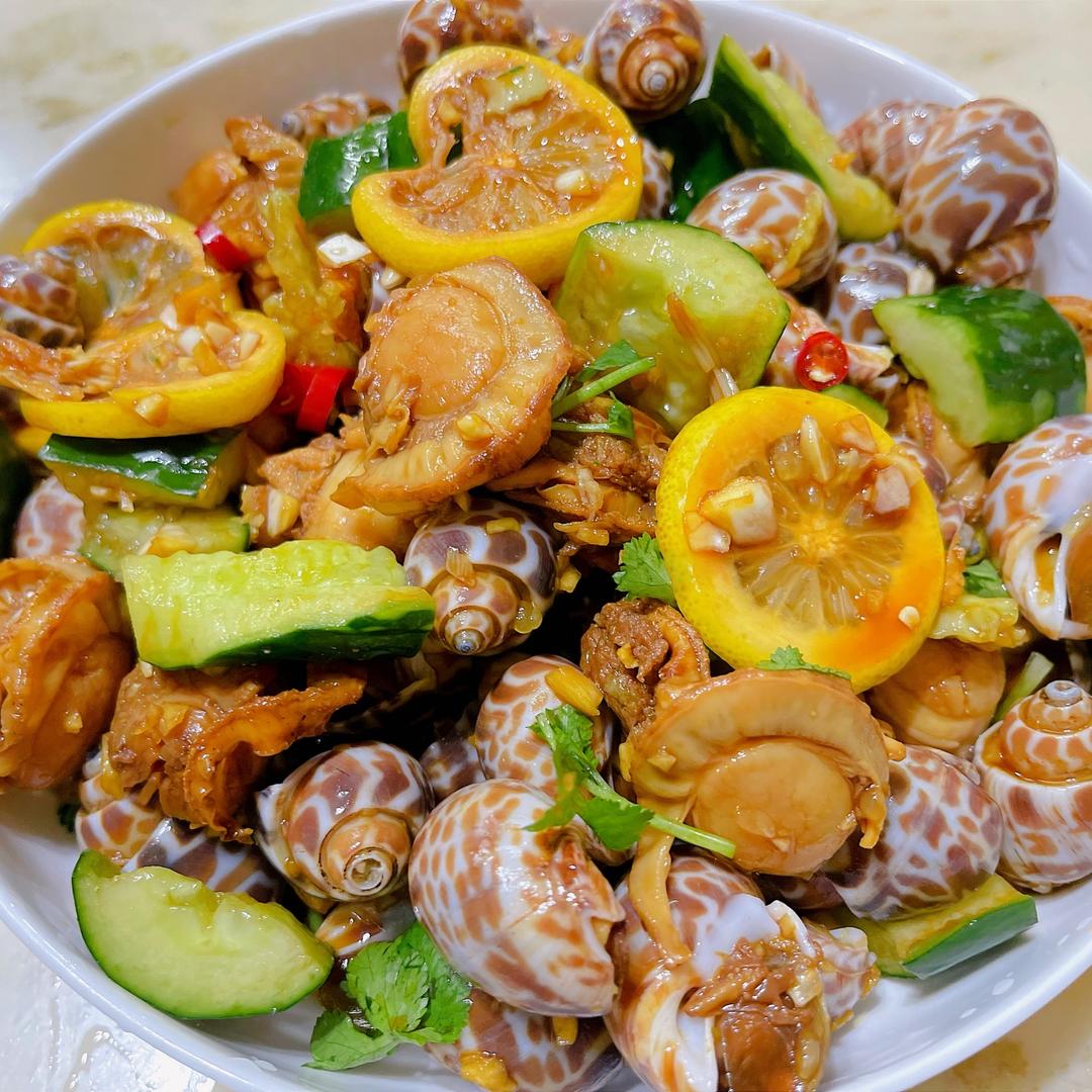 捞汁花螺扇贝的做法