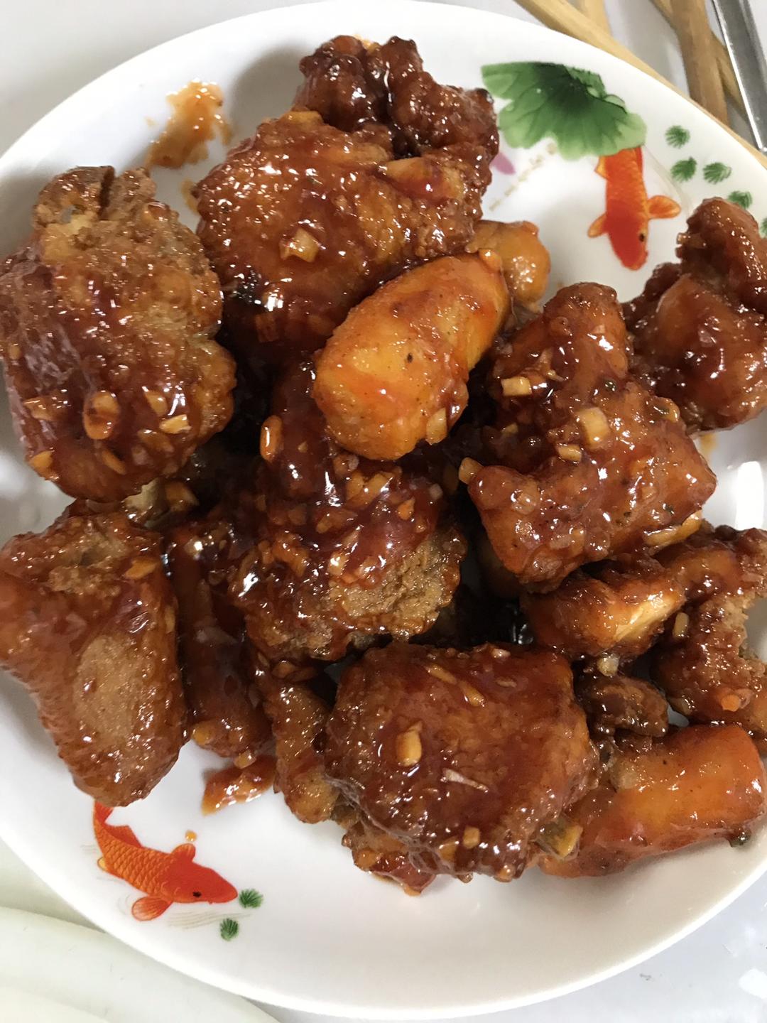 韩国炸鸡，蒜香甜辣口味