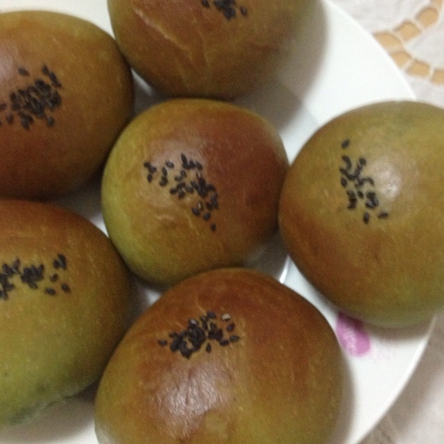 抹茶豆沙小面包（无油脂）