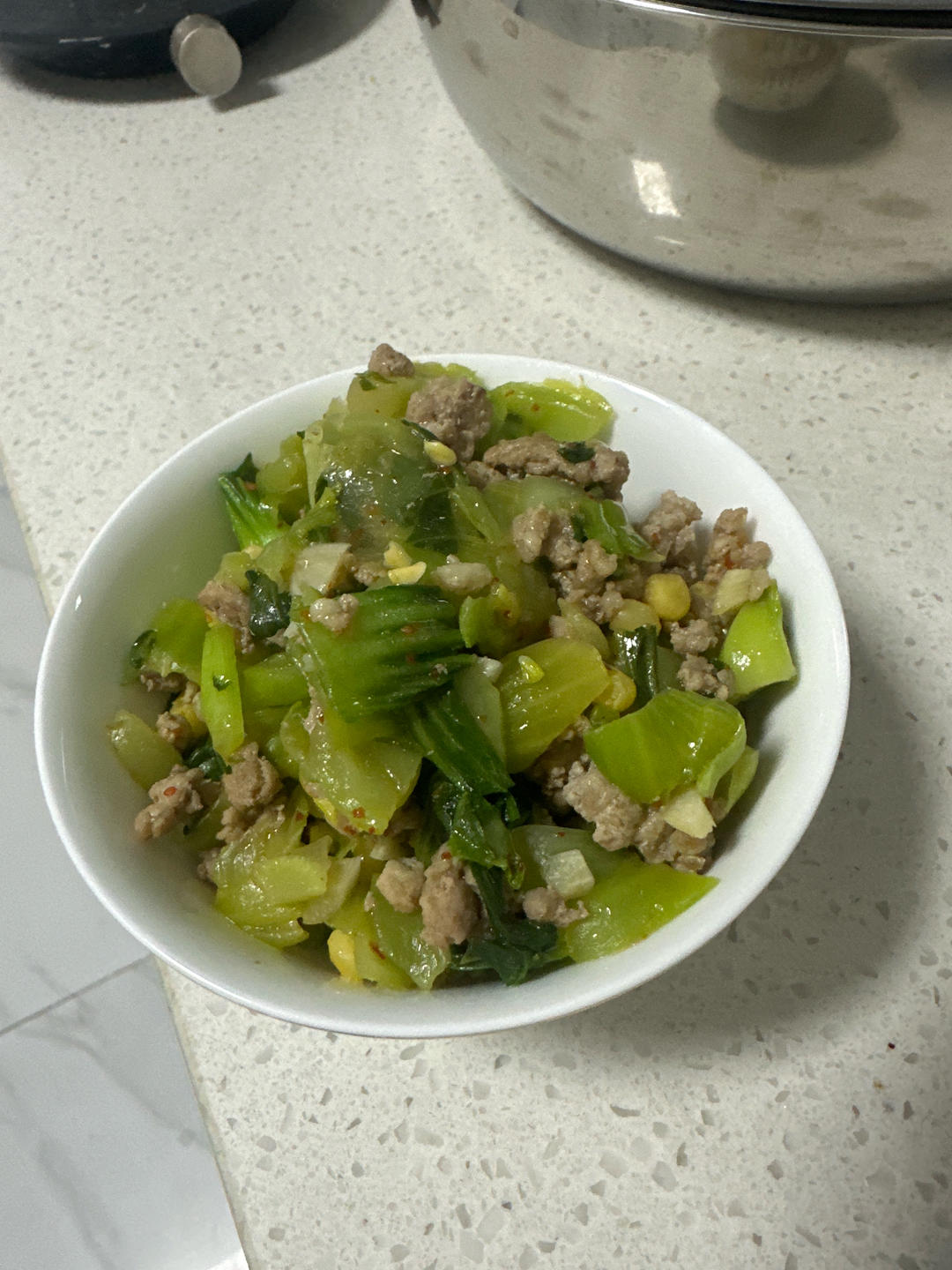 上海青酸菜炒肉末太费米饭了｜做法简单