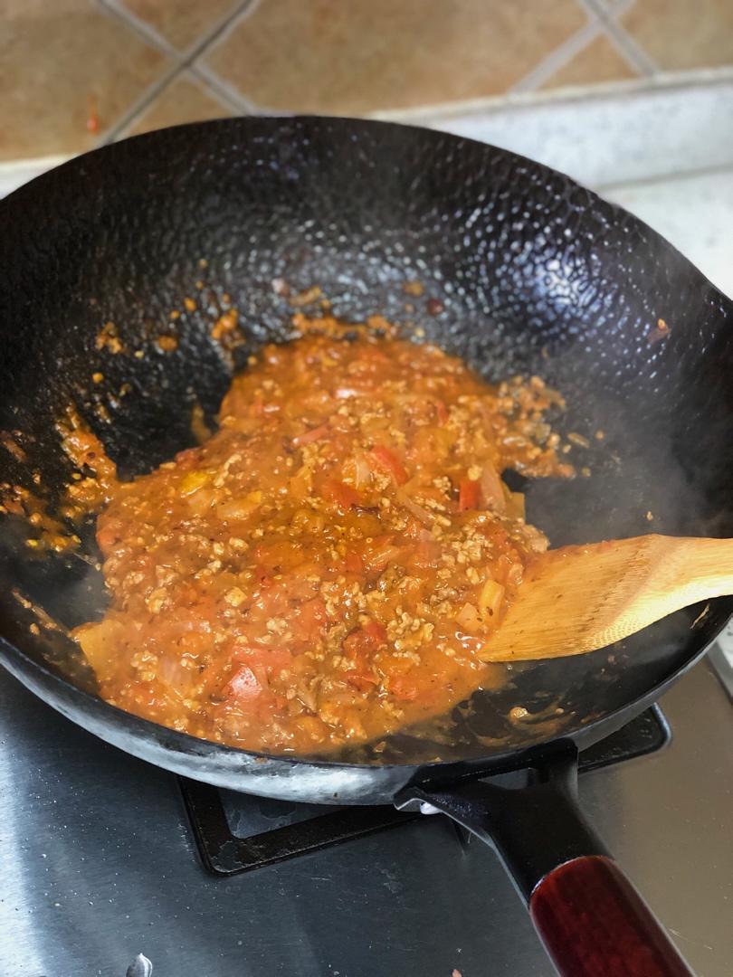 （完胜必胜客的）番茄肉酱意大利面～