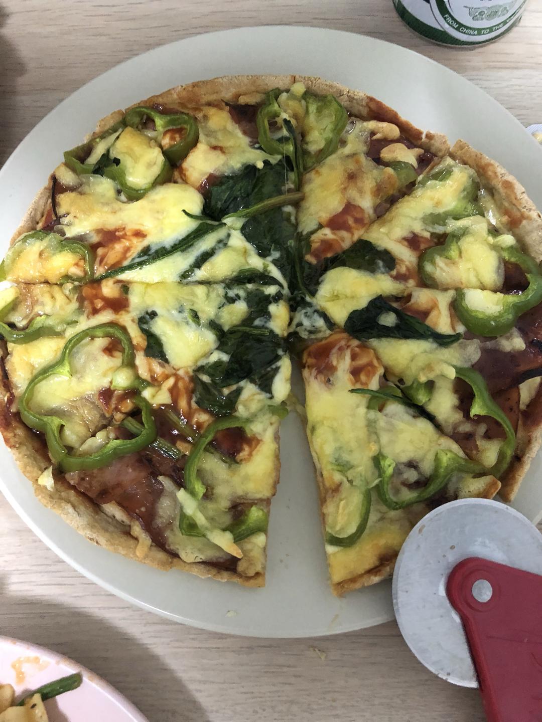 全麦火腿菠菜披萨