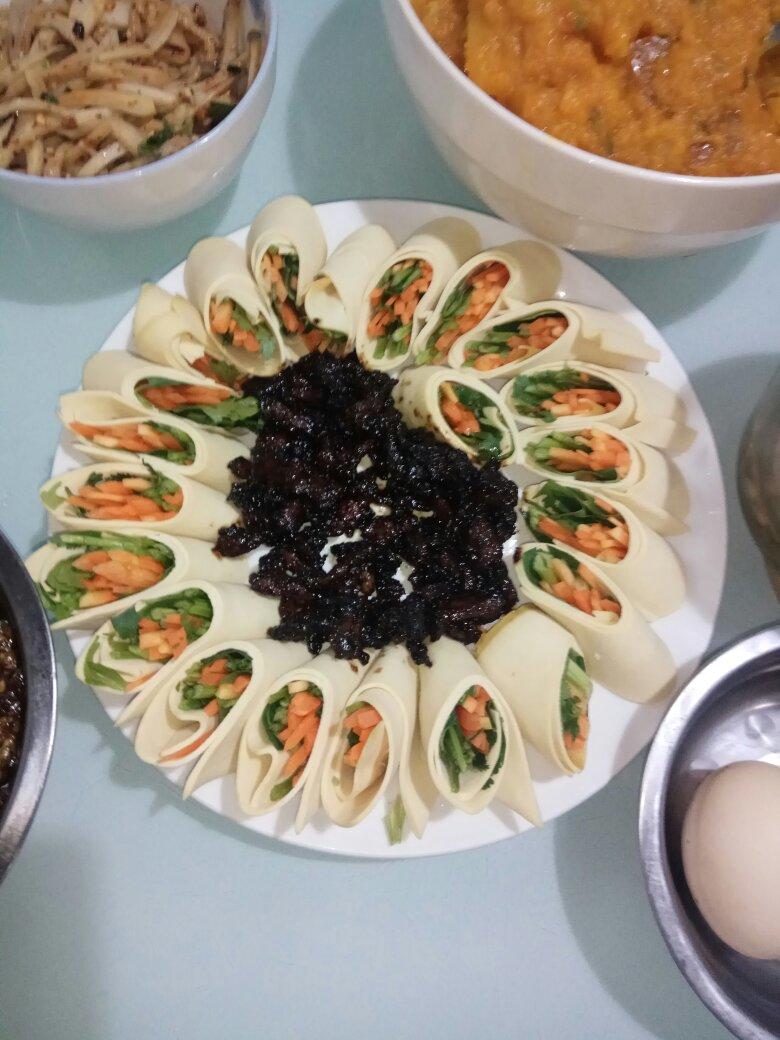 肉酱干豆腐卷(心花怒放)