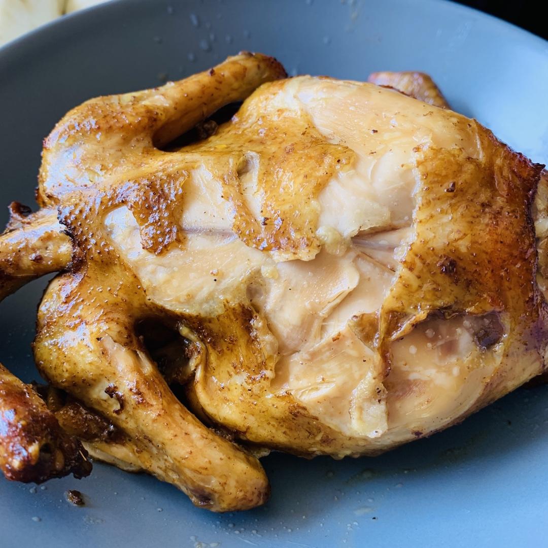 大元宵tx做的锡纸烤鸡烤箱版外酥里嫩肉美多汁半只鸡