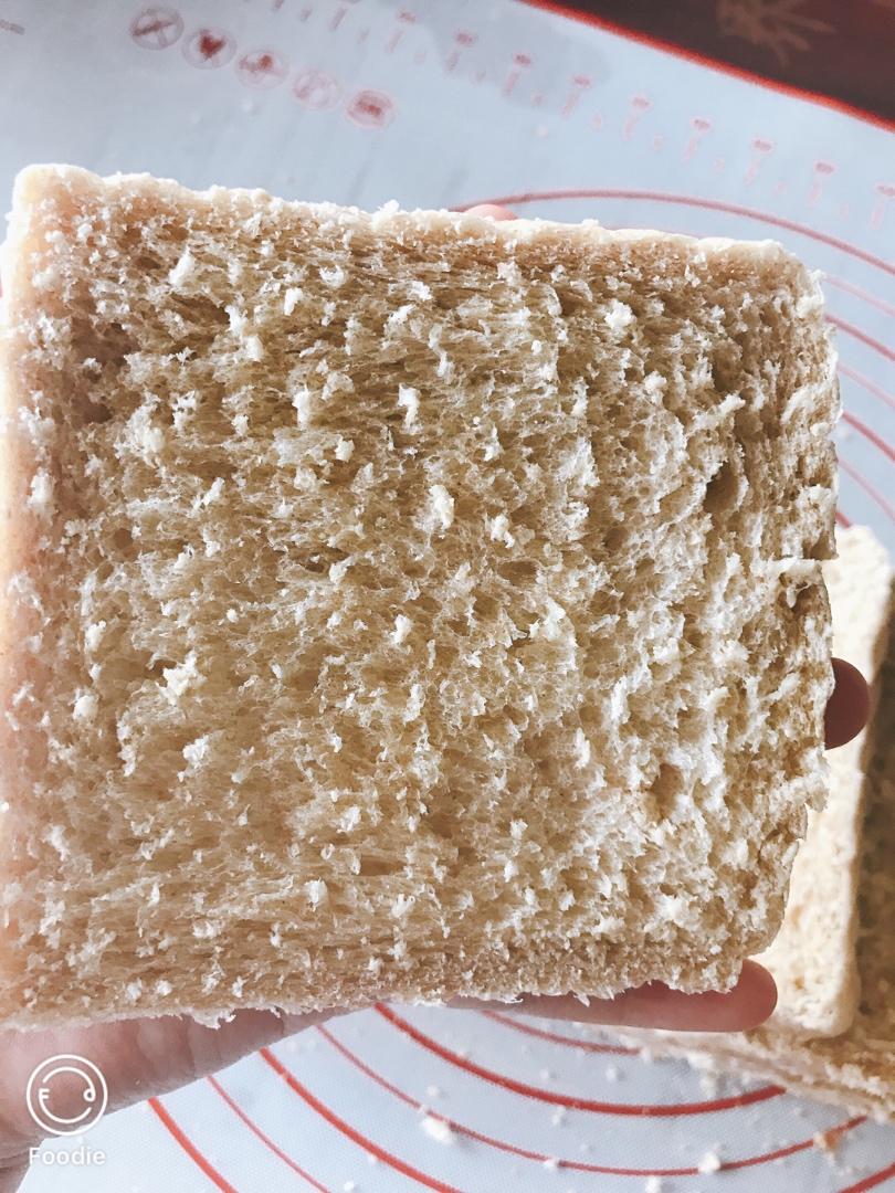 超详细步骤一发柔软全麦吐司（手揉版）