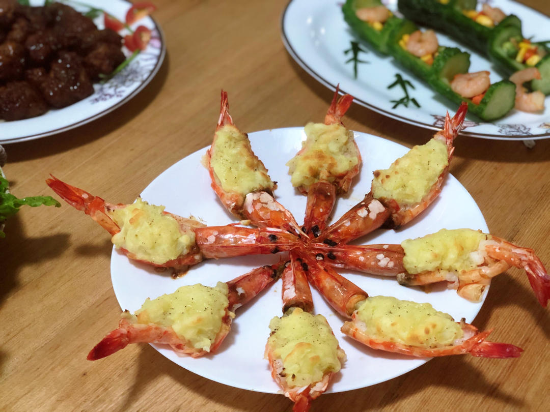 薯泥芝士焗大虾（图解开背虾）