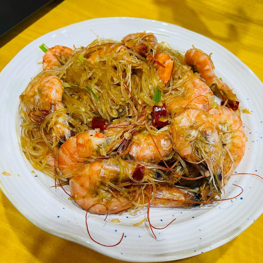 蒜蓉粉丝虾 干炒版的做法