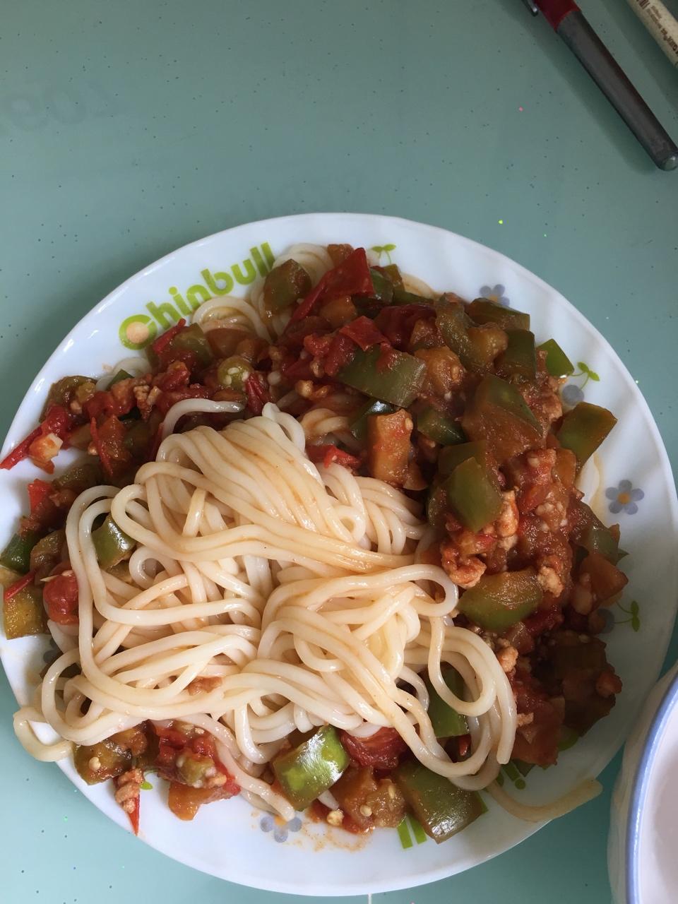 茄子肉丁打卤面