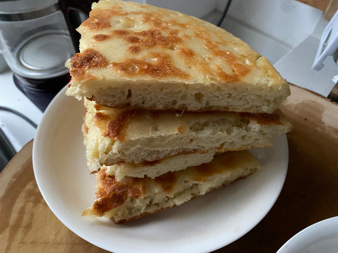 手不沾面做发面大饼