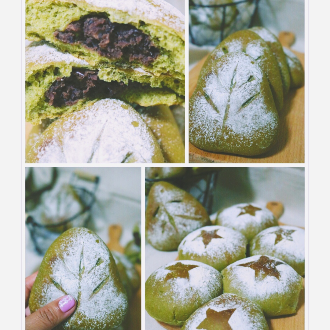 抹茶红豆软面包
