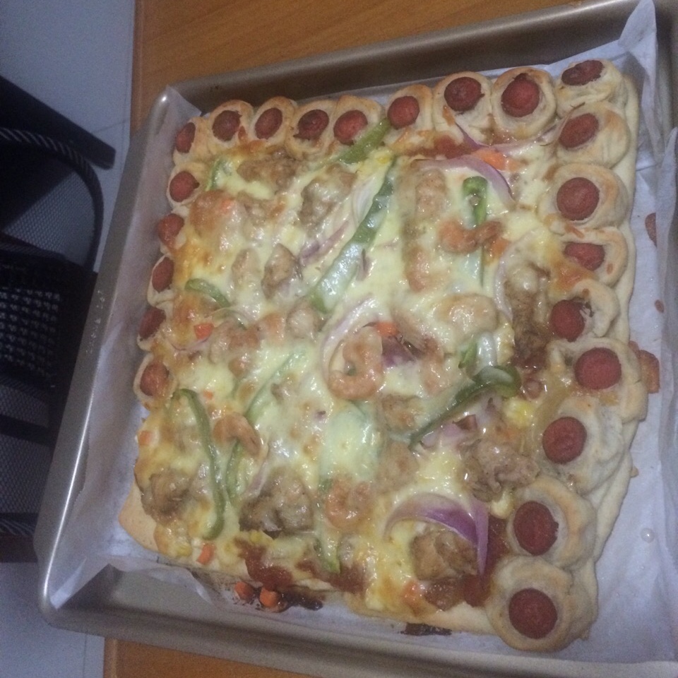 香酥虾花边披萨