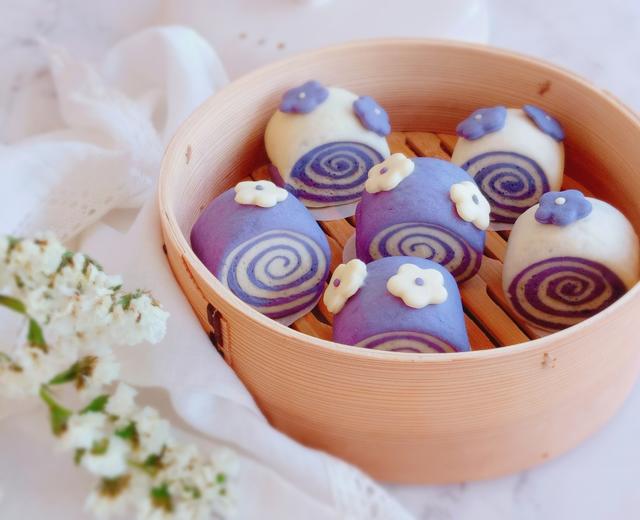 蝶豆花双色奶香馒头的做法