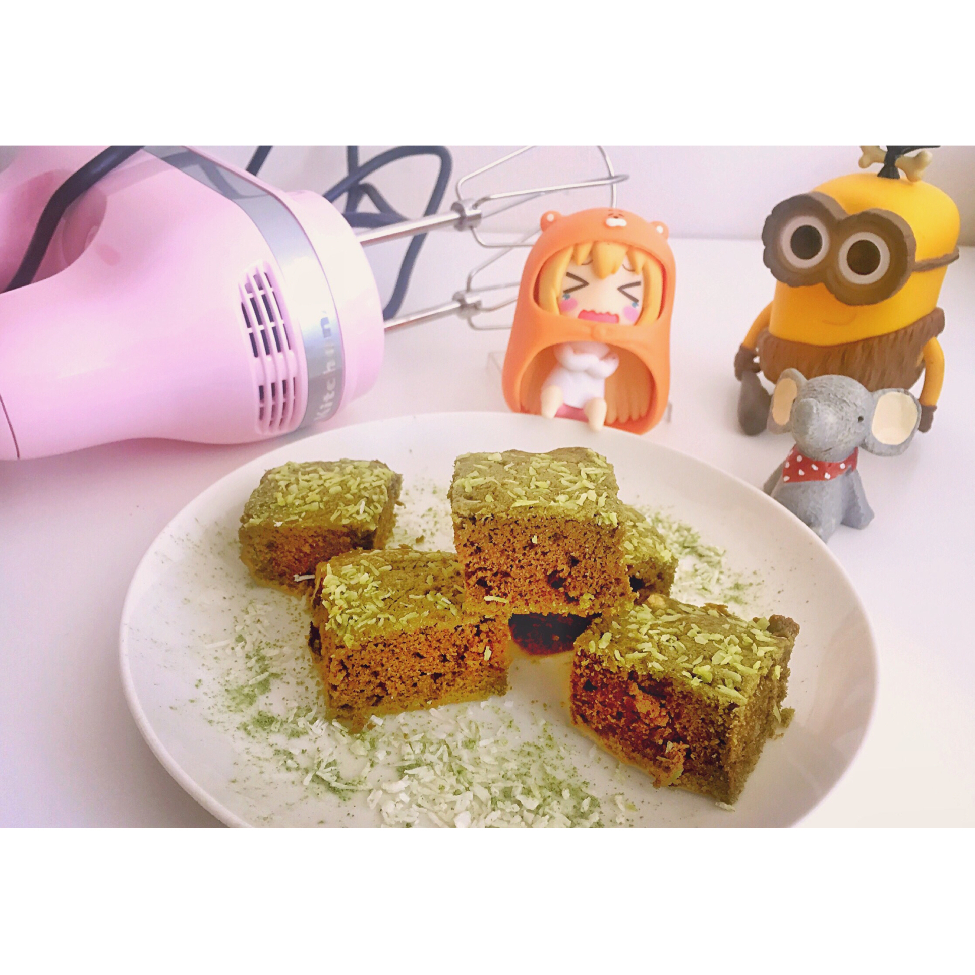 丰润的布朗尼口感-抹茶蜜红豆蛋糕