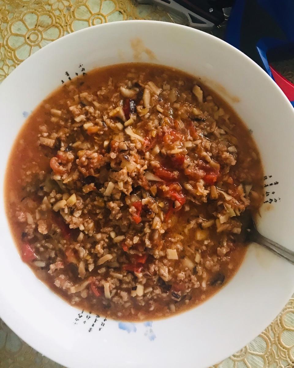 番茄炒香菇牛肉末