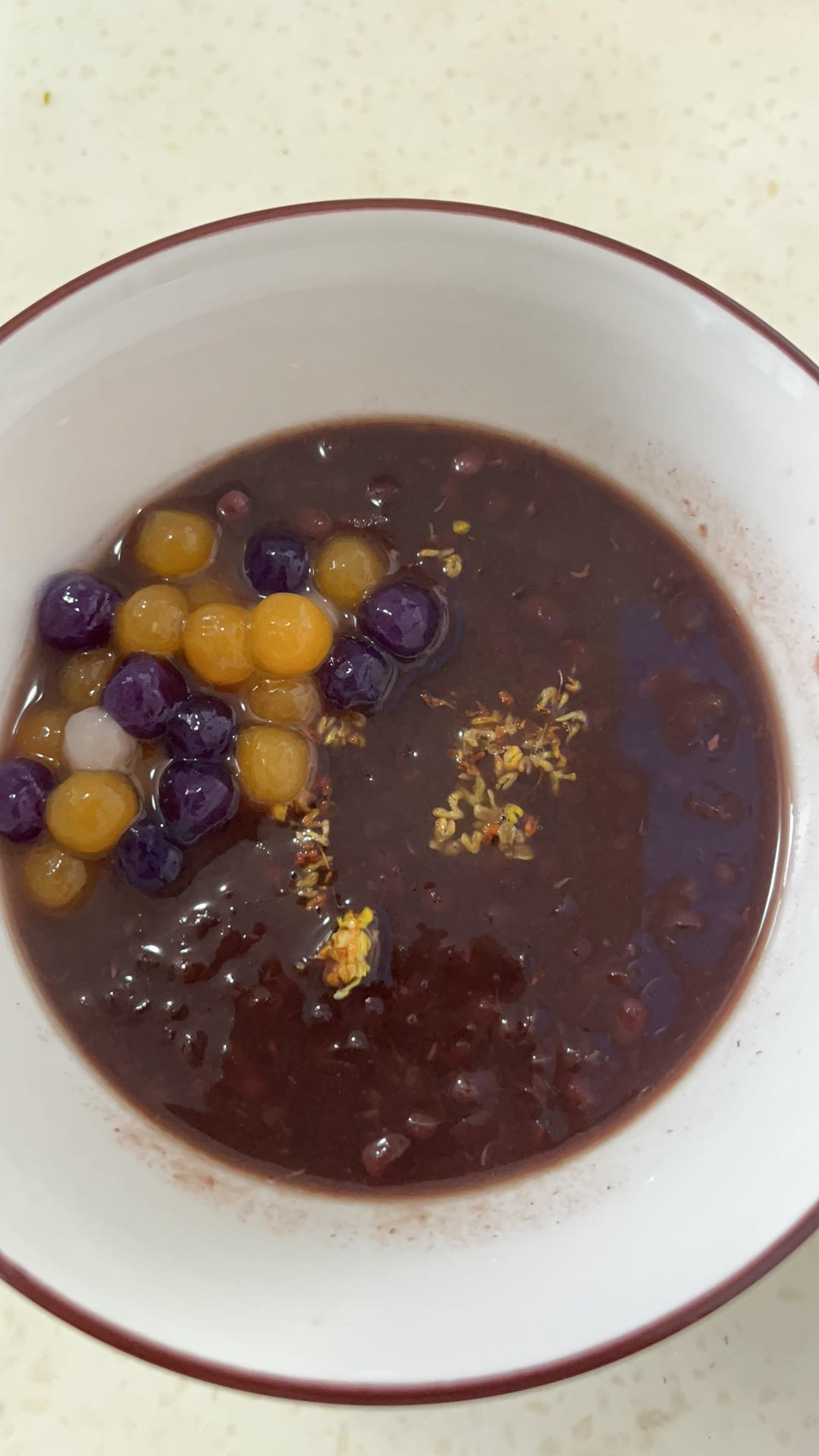 秋日暖胃甜品 | 红豆桂花小丸子🍡