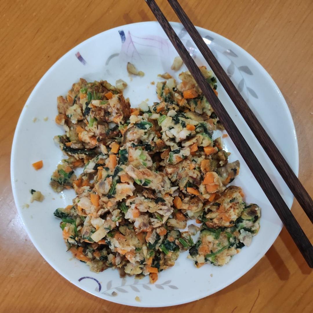豆腐菠菜马蹄虾饼