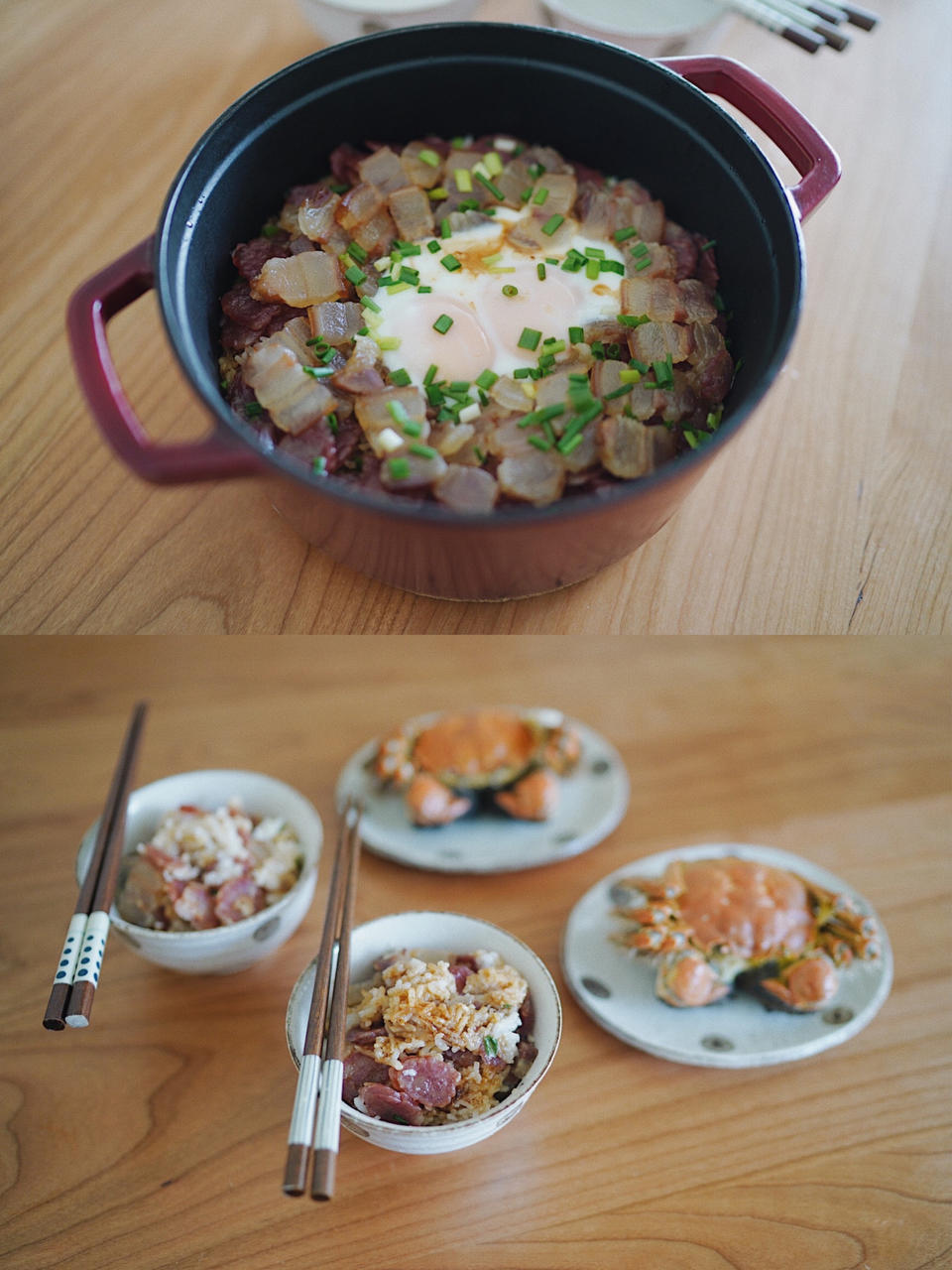 铸铁锅腊肠煲仔饭