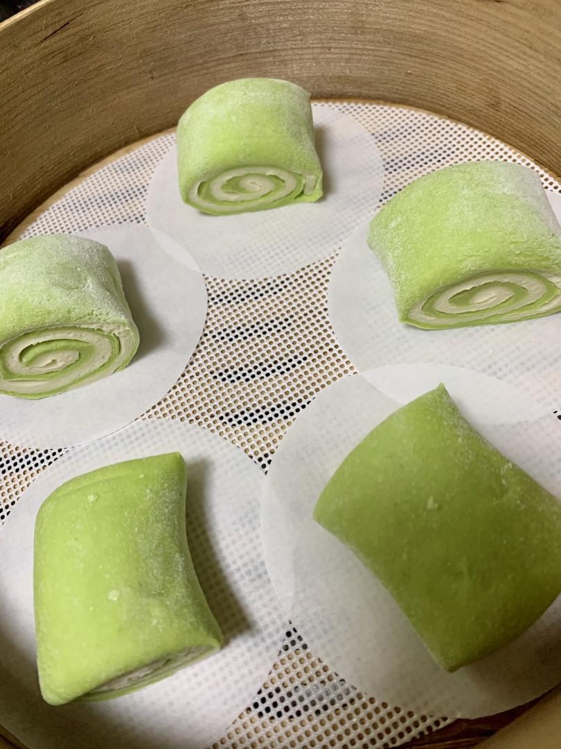 菠菜汁双色刀切馒头