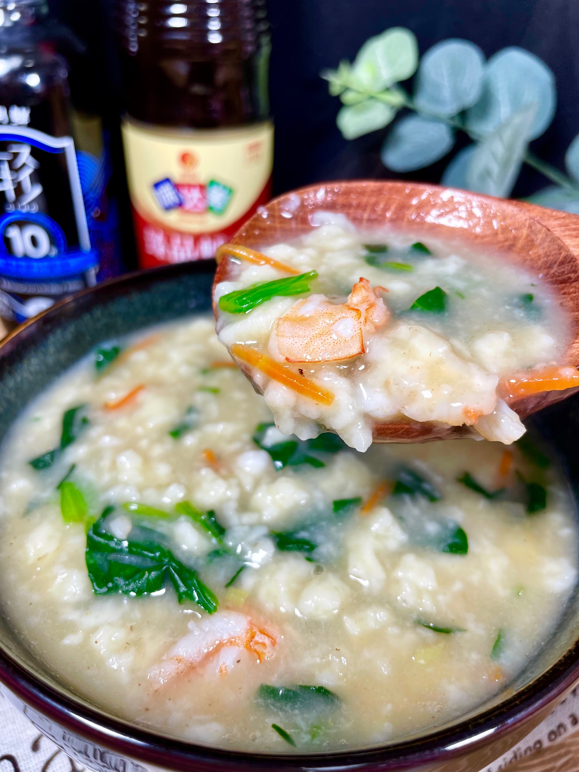 菠菜虾仁疙瘩汤的做法