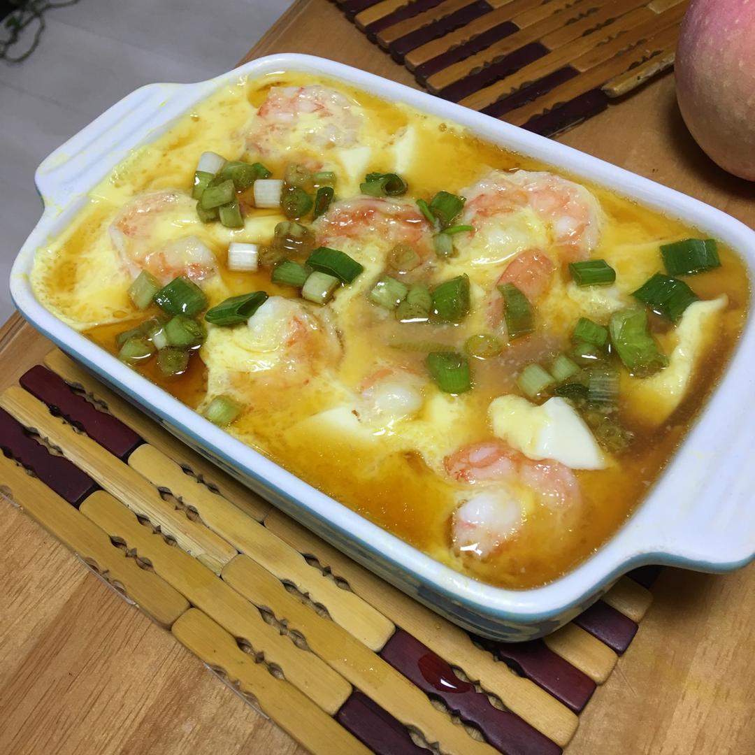 虾仁豆腐蒸水蛋