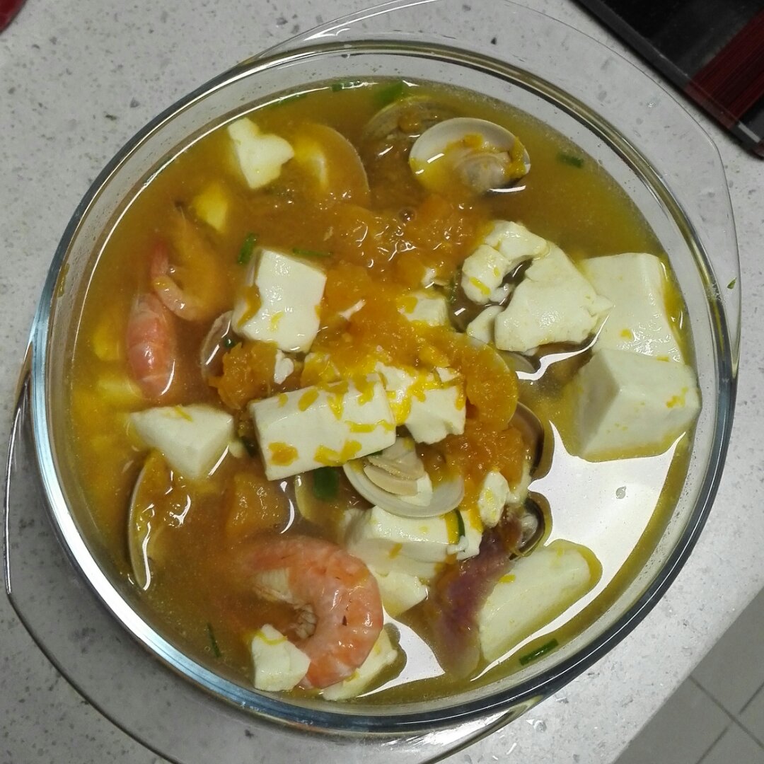 海鲜豆腐南瓜炖