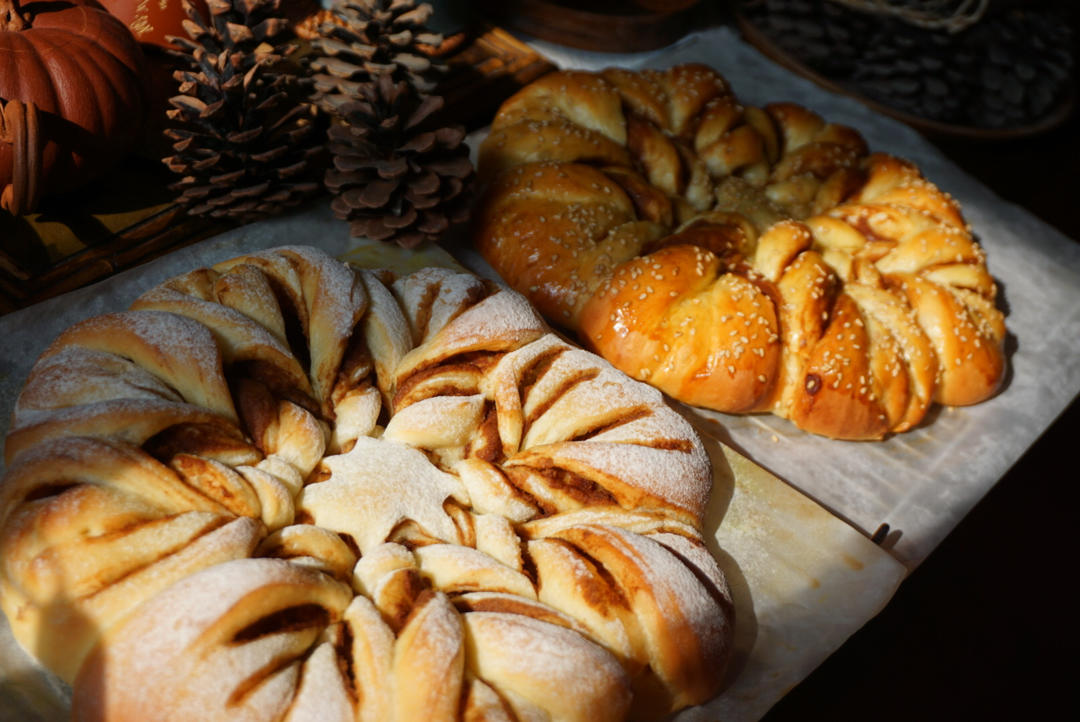 一次发酵就非常好吃的肉桂红糖苹果馅雪花面包