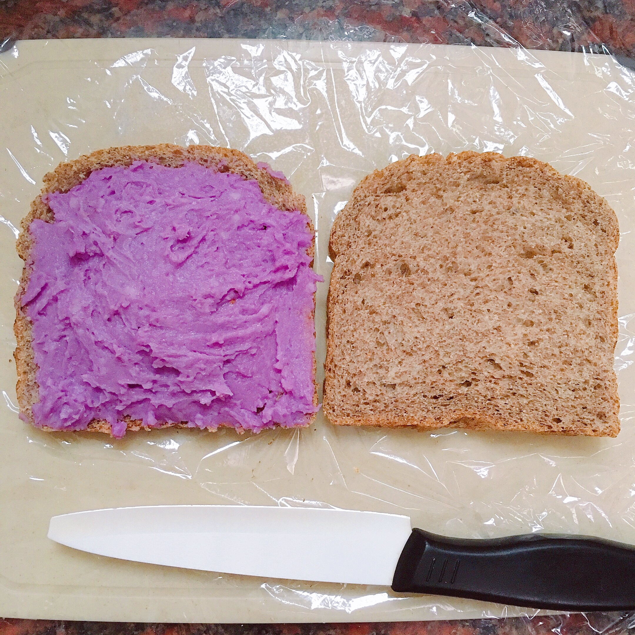 （我的减脂早餐28💕）『彩虹🌈三明治』牛油果山药紫薯鸡蛋的做法 步骤3