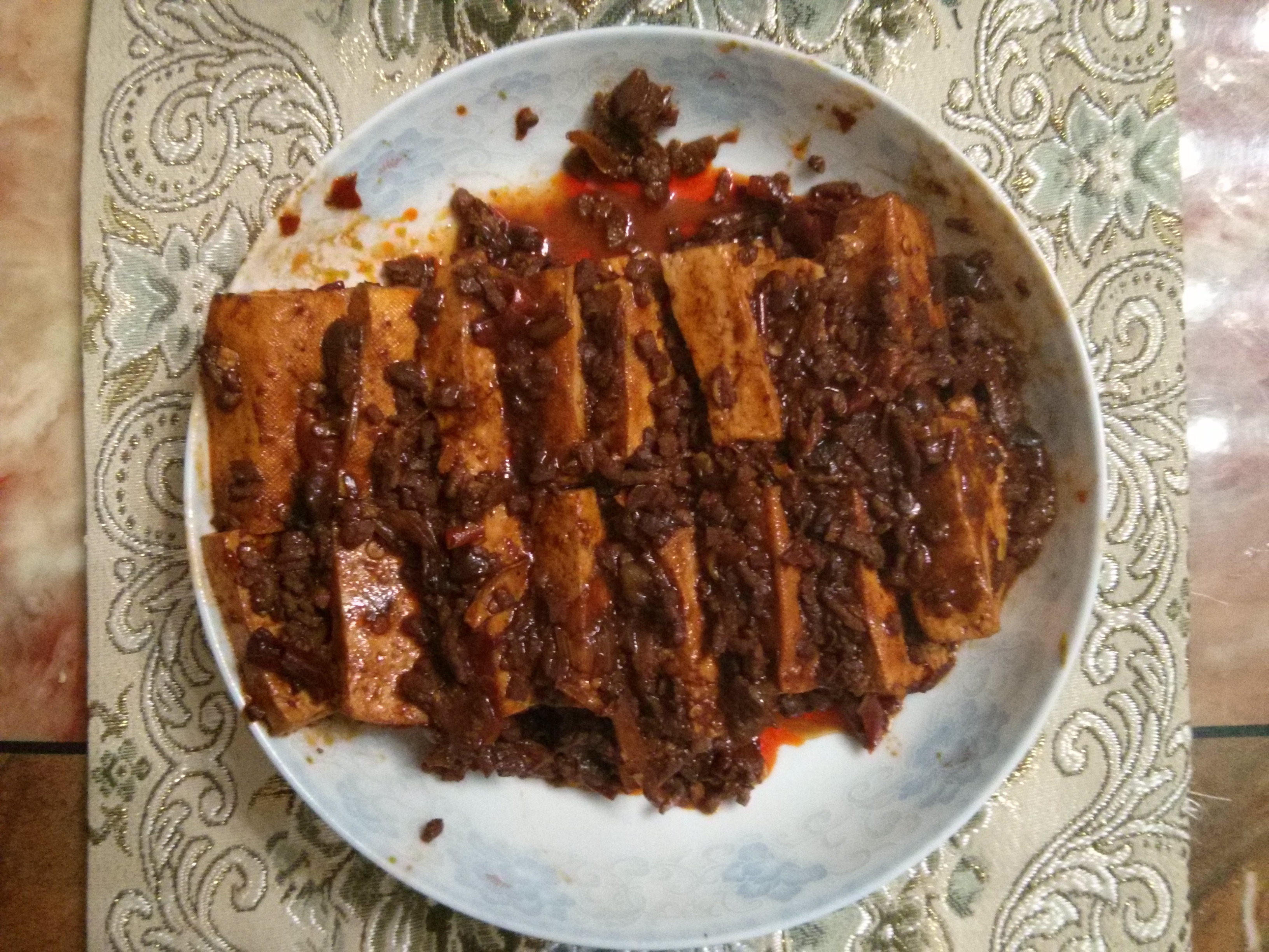 香辣肉末蒸豆腐