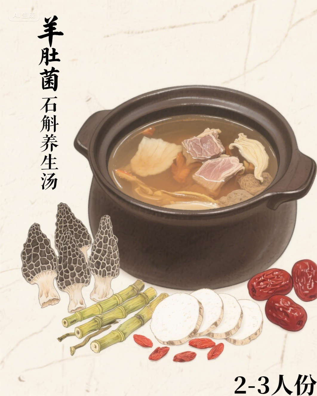 🥣羊肚菌石斛养生汤「煲靓汤」的做法