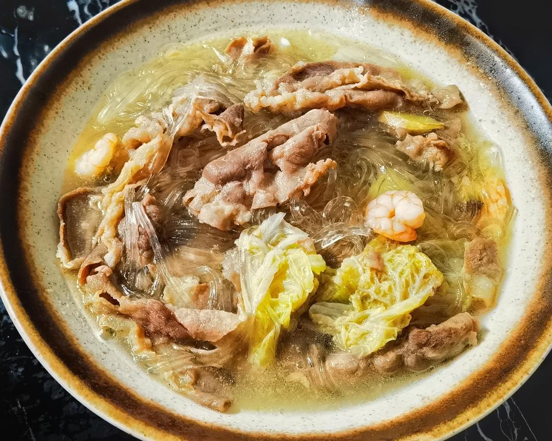 大白菜肥牛虾仁汤