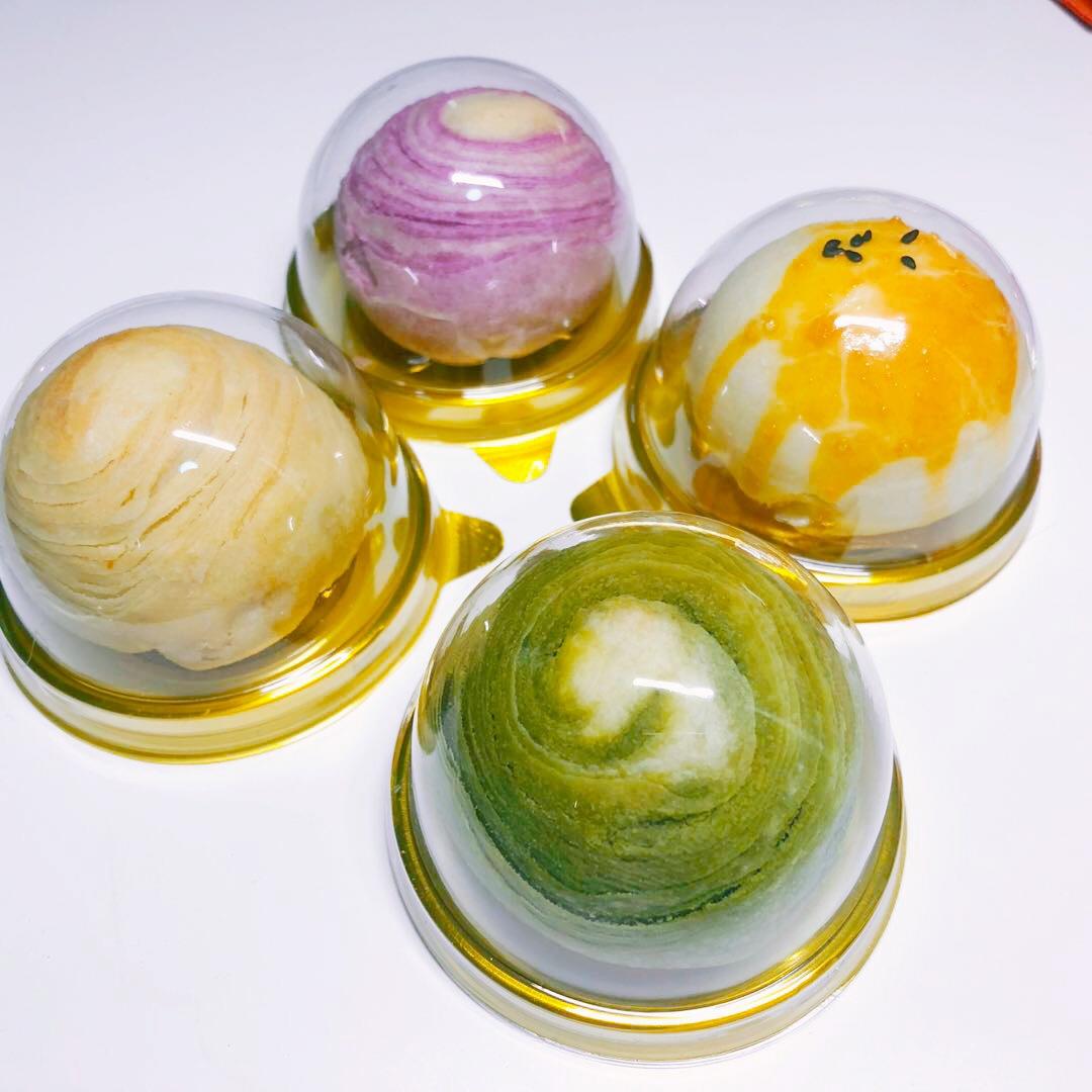蛋黄酥~紫薯、抹茶、原味~花好月圆，中秋快乐~内附一次做六色蛋黄酥方法~