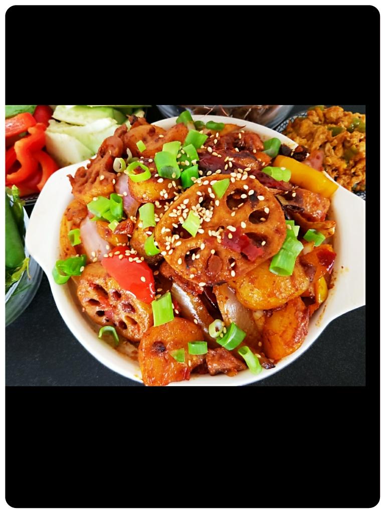 干锅土豆莲藕的做法
