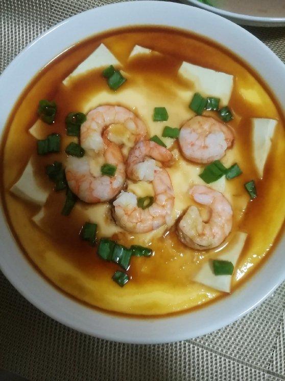 虾仁鸡蛋蒸豆腐