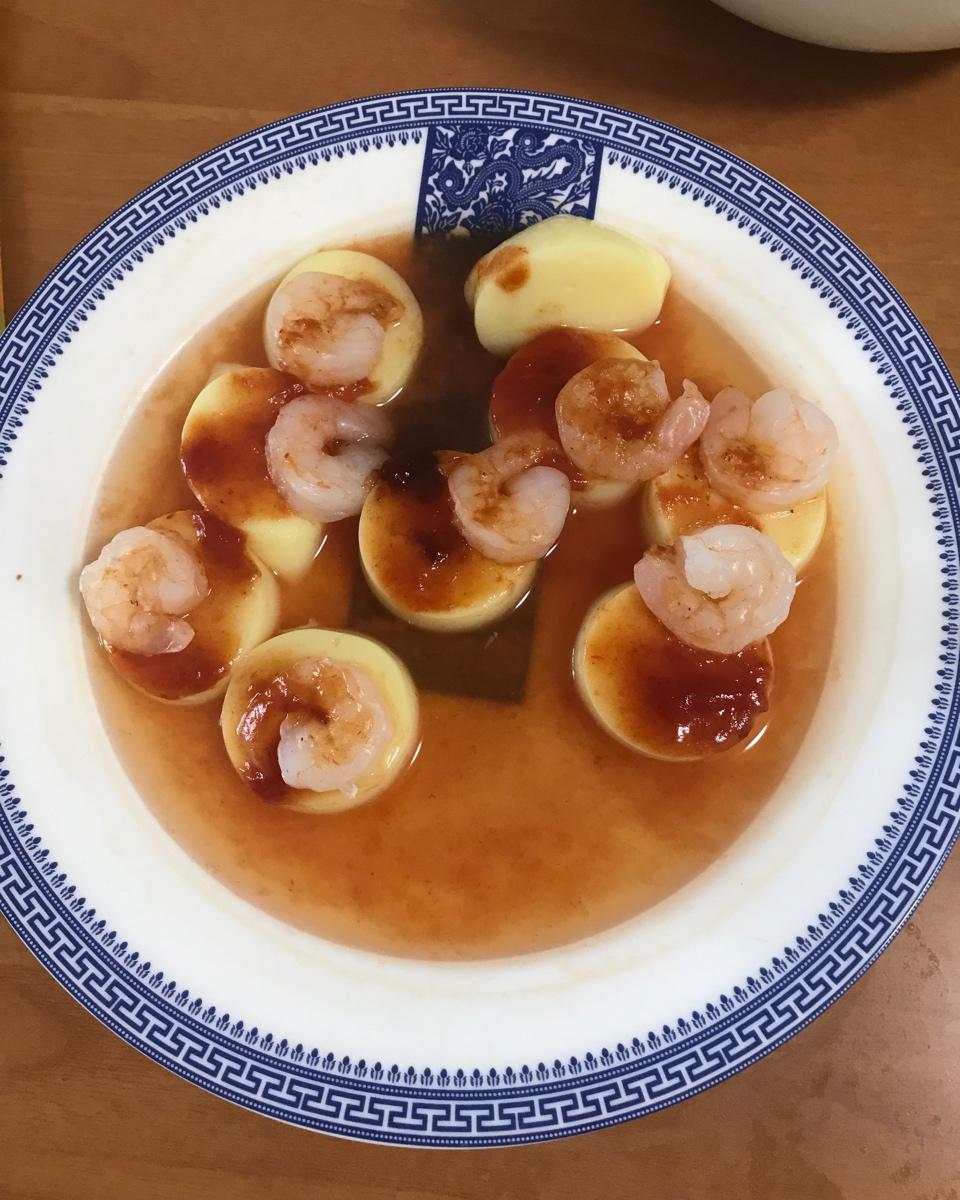 虾仁蒸日本豆腐