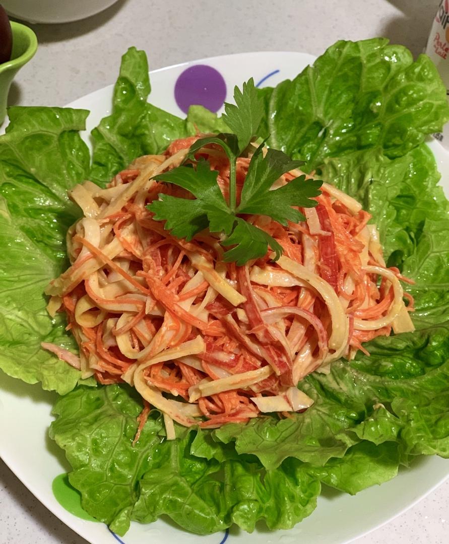 胡萝卜蟹柳丝温沙拉【健康小食】