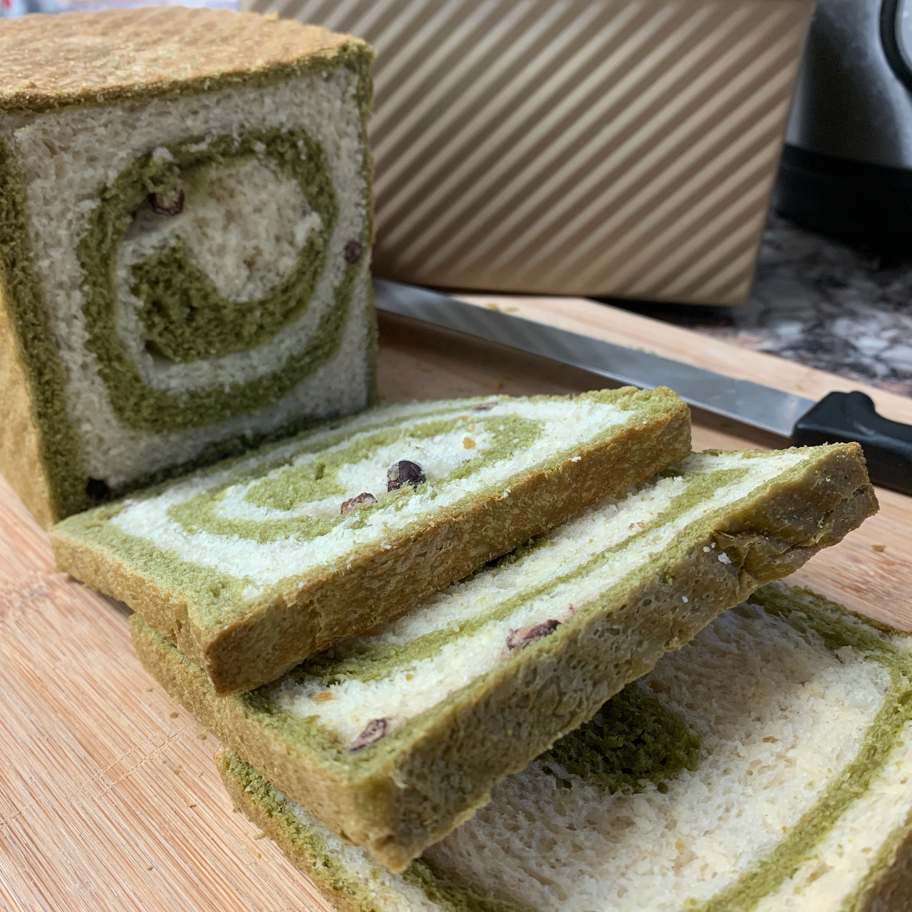 双色吐司 抹茶蜜豆老面吐司🍞