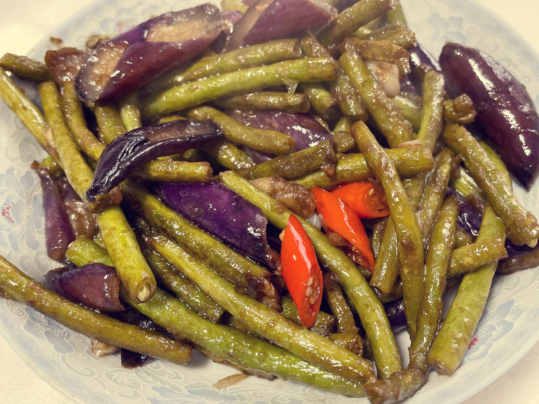 豆角烧茄子🍆少油版免油炸