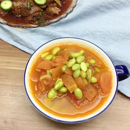 肉末番茄烧毛豆