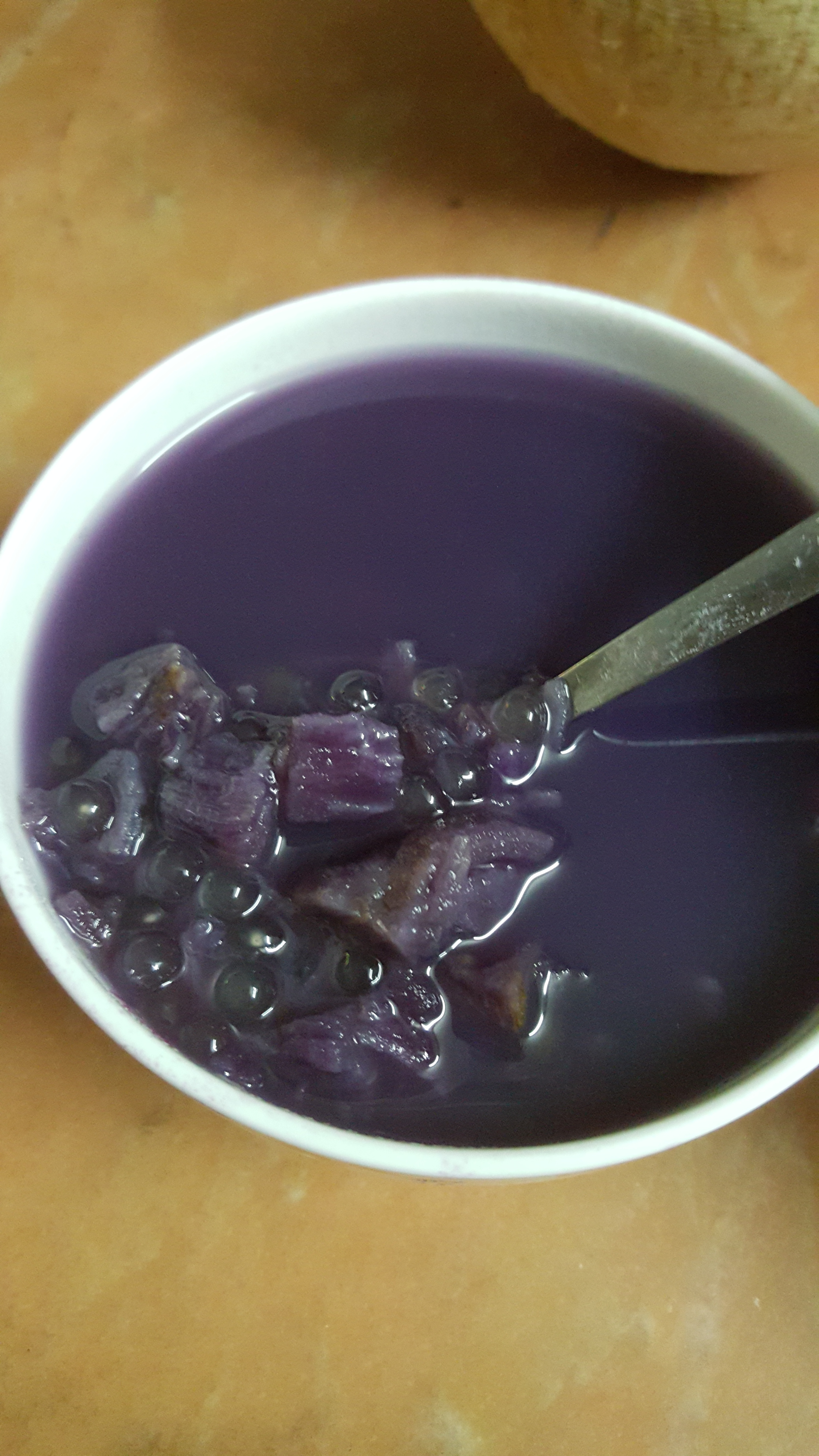 缺点多多p_apple做的紫薯西米奶香汤