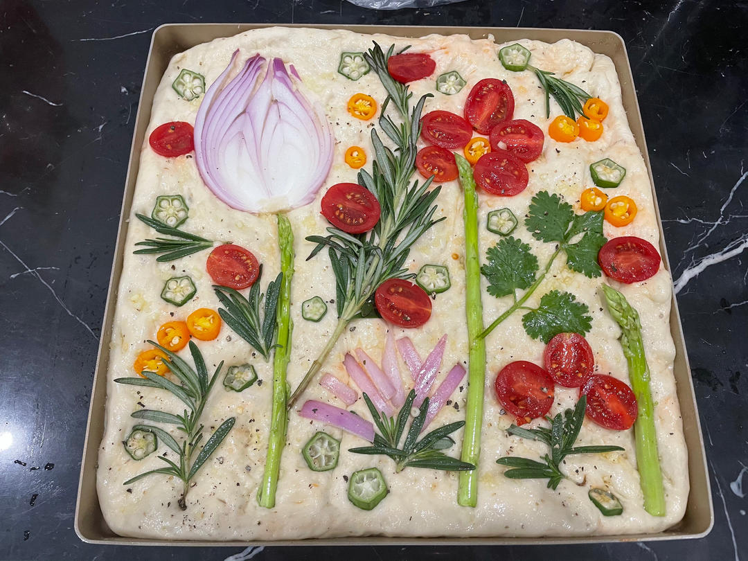 油画一般的意大利Focaccia佛卡夏面包