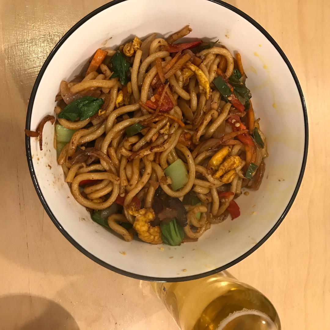 🔥爆好吃的黑椒虾仁炒乌冬面㊙️吃一口就沦陷❗️