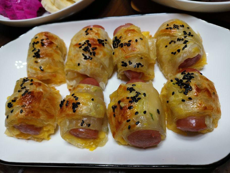 手抓饼裹烤肠—烤箱版