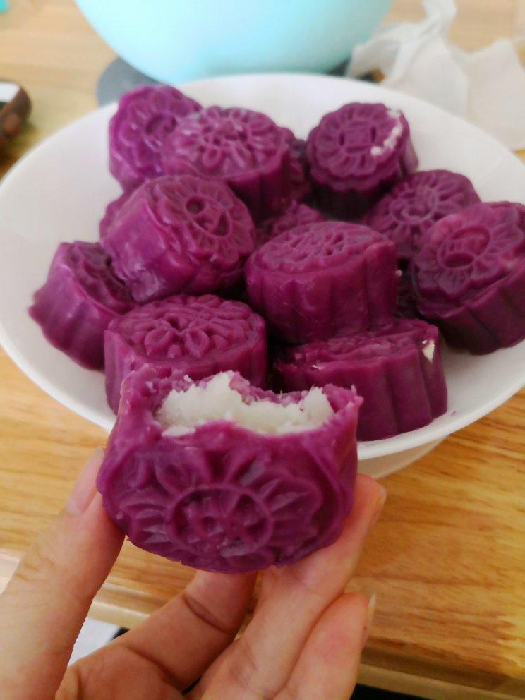 秒杀冰皮月饼的紫薯山药糯米糕