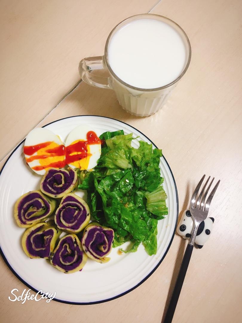 【Keep减肥餐】紫薯卷热可可早餐