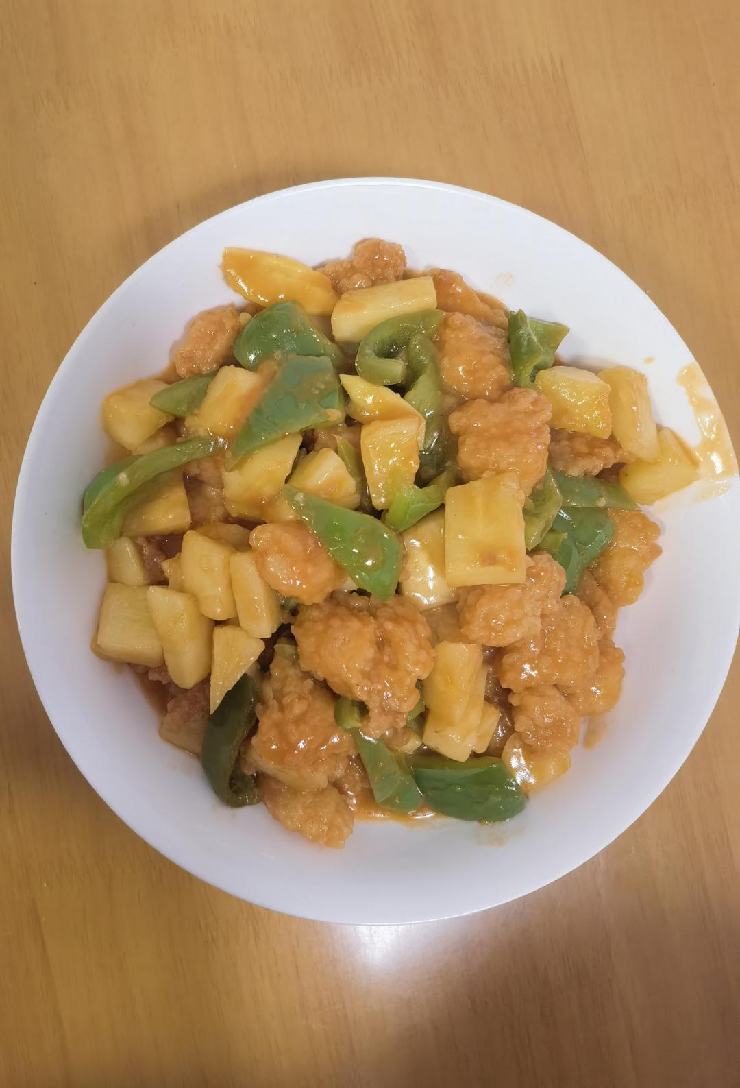 简单快手改良版～菠萝咕咾肉（用鸡米花）