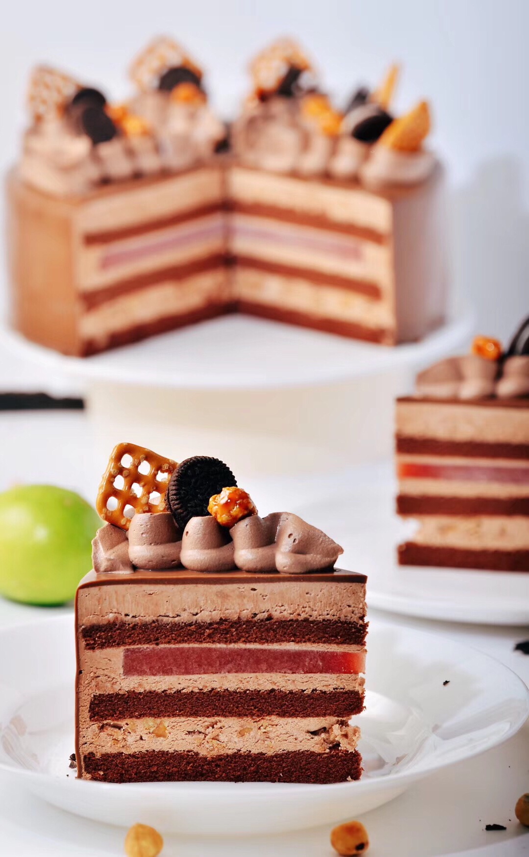 ins风切件蛋糕-巧克力树莓