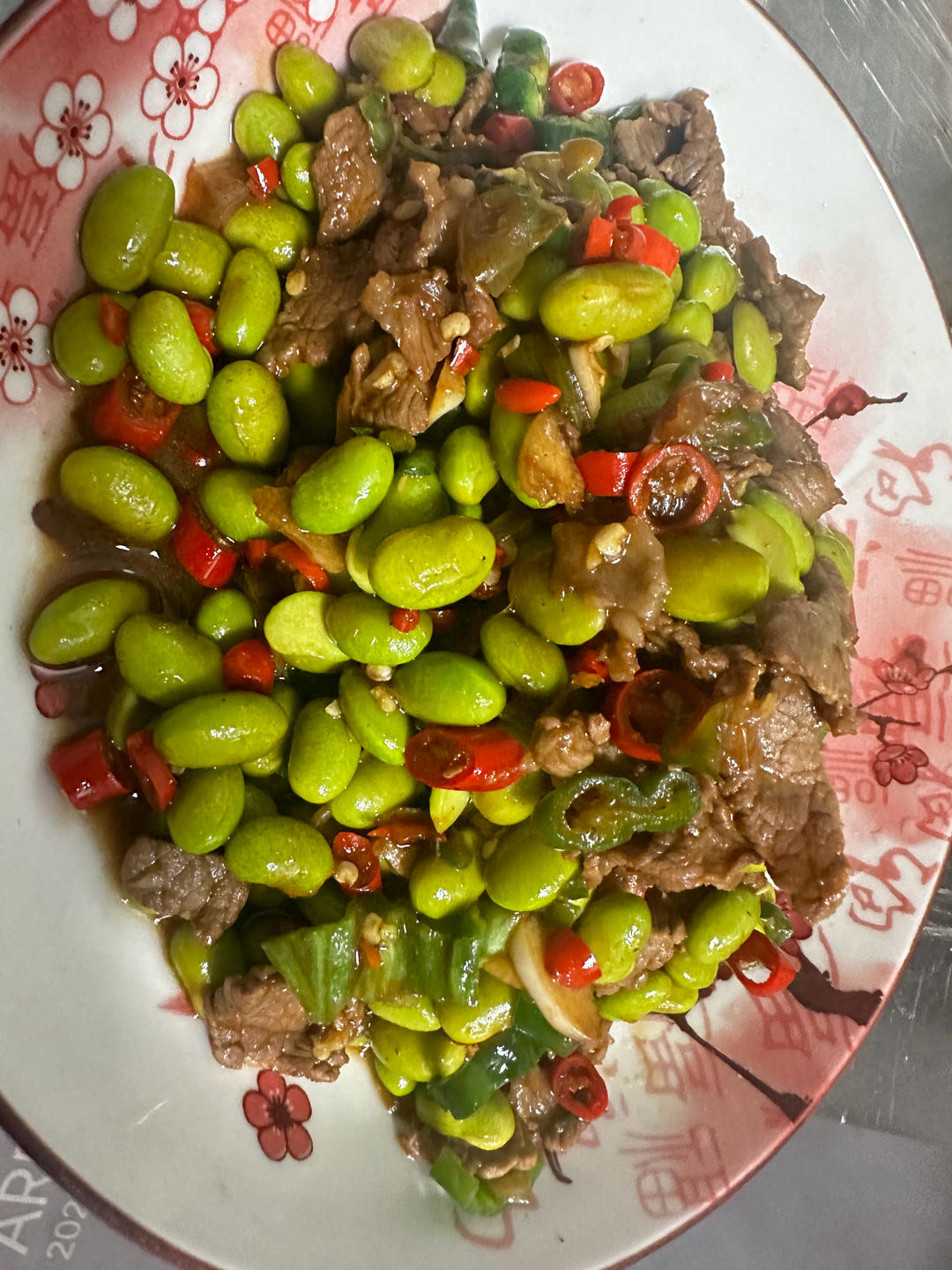 小炒黄牛肉（芹菜毛豆米炒黄牛肉）