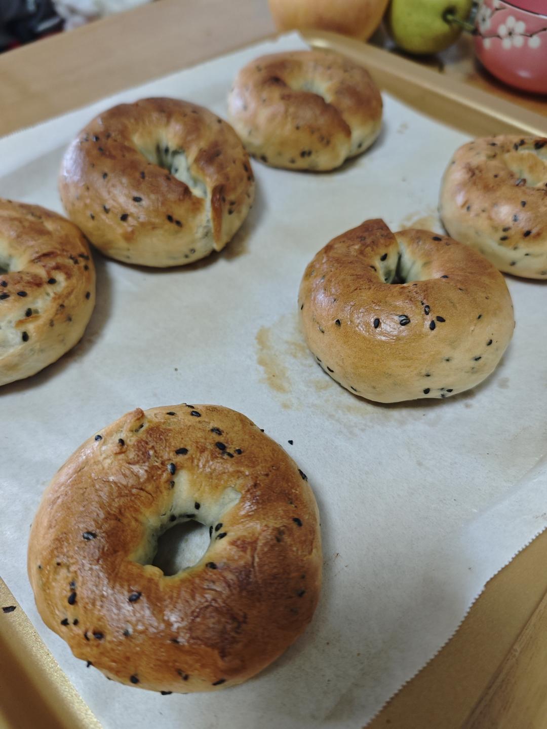 巨好用的贝果配方🔥无油低糖黑芝麻贝果