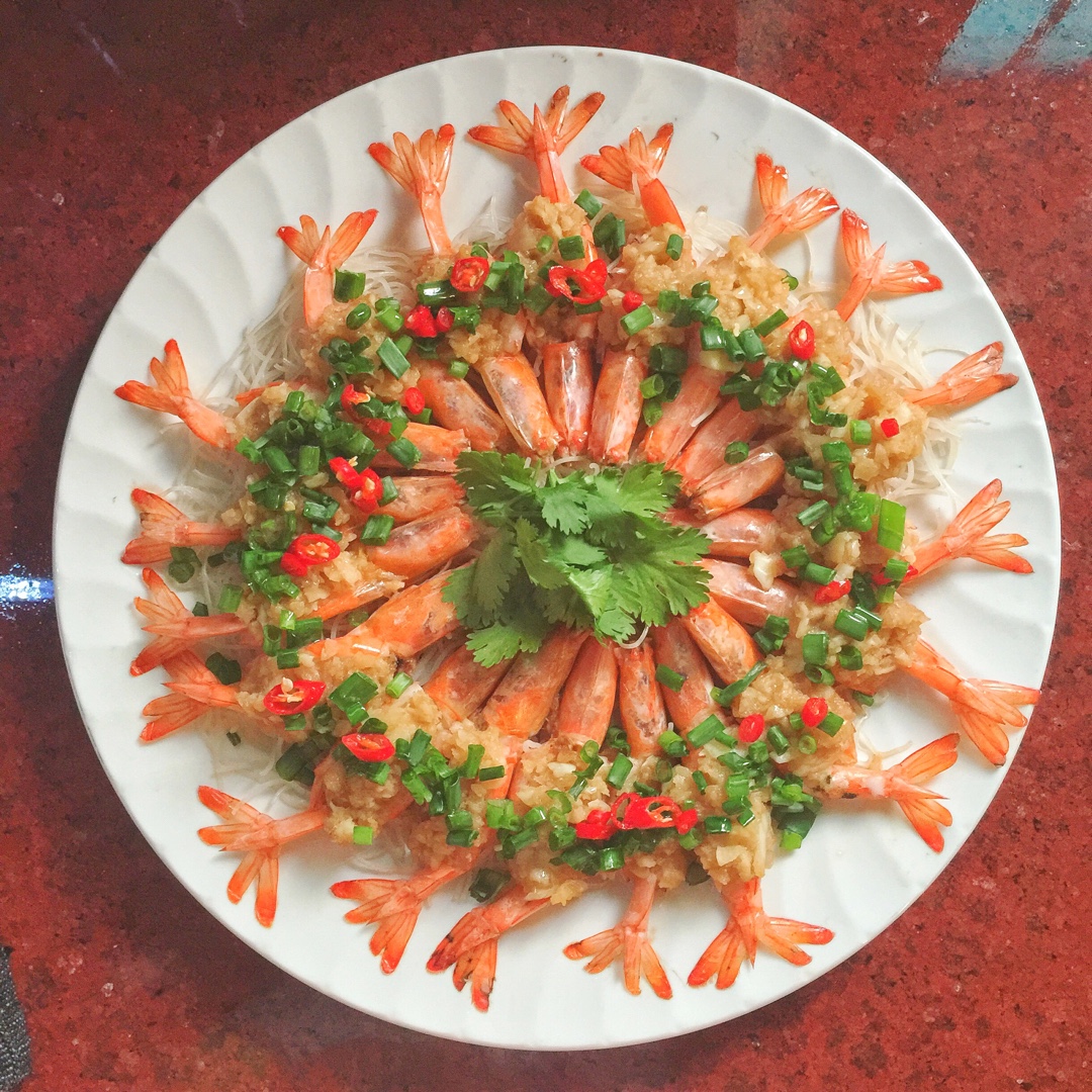 芝士慕丝做的花开富贵虾