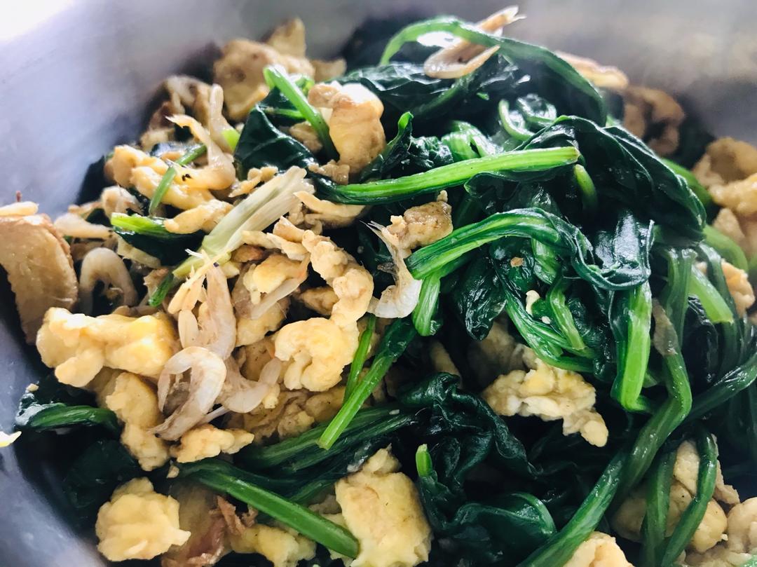 虾皮菠菜炒鸡蛋